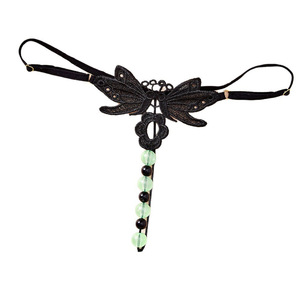 Tanga Sexy Ding Zhi Mei con Encaje Negro y Diseño de Mariposa, Cuentas Brillantes en la Oscuridad, Accesorios Íntimos para Mujer - Product Image 5