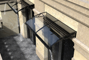 กันสาดประตูบ้านโพลีคาร์บอเนตแบบโปร่งใส กันน้ำ พร้อมรางน้ำ โครงอะลูมิเนียม ป้องกันฝน - Product Image 2