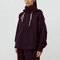 Vente Chaude Sweat à Capuche Femme Personnalisable avec Logo, Col Zippé, Coupe Ample, Bordure Latérale en Cordon Contrastant, Respirant, pour le Quotidien et le Streetwear