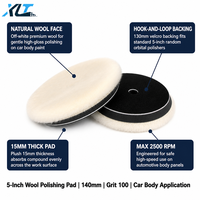 Disque de polissage en laine naturelle de 140 mm (5 pouces) avec support auto-agrippant, épaisseur 15 mm, grain 100 pour polisseuse orbitale DA, correction de peinture de carrosserie automobile, OEM