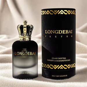 Bouteille de parfum cylindrique en verre vide en gros, fond épais à sertir, 30ml 50ml 100ml, flacon de parfum rond dégradé noir avec boîte - Product Image 3