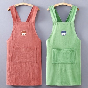 Tablier à bavette en pur coton de style japonais 2025 New Internet Celebrity Fashionable Kitchen Household Work Clothes for Cooking & Dining - Product Image 2