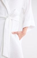 Peignoir en coton gaufré OEM/ODM - Doublure en polaire personnalisée ou non, broderie de logo disponible pour un usage domestique et hôtelier