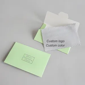 Custom logo 925 Sterling Silver Jewelry Polishing Cloth Platinum Gold Clean Cloth With Paper Envelope Packed