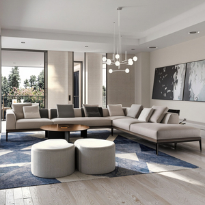 Modern L-Shaped <strong>White</strong> Corner Sectional Luxury Velvet Villa Italian Sofa 5-Seater Loveseat with Chaise Pillows - Product Image 6