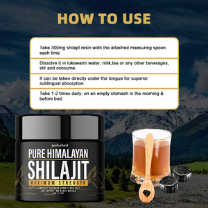 OEM murni Himalayan organik Resin Shilajit Label pribadi asam Fulvic 85 + melacak mineral kompleks kekuatan energi suplemen - Product Image 4