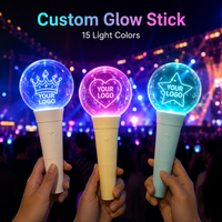Firewolf Concert Light Stick 15 colores interactivo LED ventilador soporte estrella botón mano bola de luz para fiesta concierto hecho de plástico