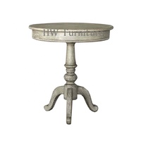 Table d'appoint/table basse ronde en bois massif Heywood, design antique français, pour salon, maison et mariages