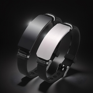 Casual Personalize Engrave Silicone Bracelets for <b>Men</b> Women Stainless Steel ID Custom Sports Gifts Jewelry - Product Image 4
