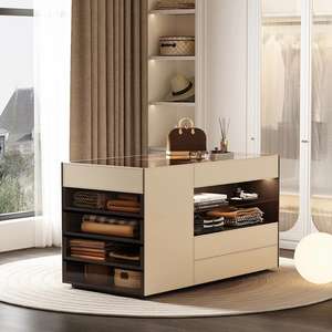 Armoire de rangement multifonctionnelle double face, table d'îlot au design minimaliste, comptoir à bijoux, meubles de chambre à coucher, utilisation dans le salon - Product Image 1