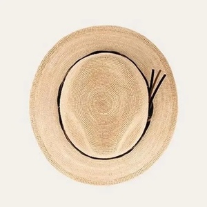 Natural Straw Fedora <b>Hat</b> Wide Brim Rope Woven Sun <b>Hat</b> <b>Summer</b> Beach Travel Cap - Product Image 1