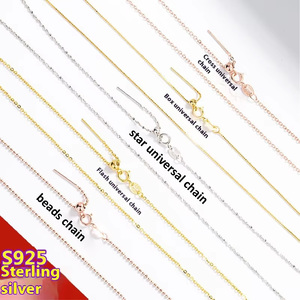 Kalung Wanita Universal Rantai Mutiara Chopin yang Dapat Disesuaikan dengan Penetranan Jarum Berhias Manik-manik Perak Sterling S925 - Product Image 1