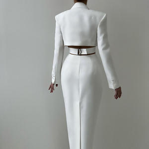 Vestido negro al por mayor ajustado de manga larga para oficina para mujer - Product Image 4