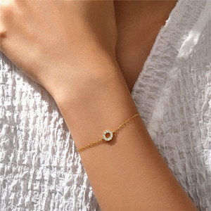 CANNER Bracelet en argent sterling 925, simple, en forme de O, avec zircon cubique, cercle scintillant, plaqué or 18 carats, bijoux pour femmes, cadeaux - Product Image 3