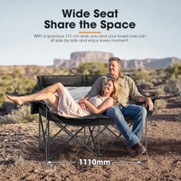 Chaise de camping double robuste SAN HIMA, capacité 650 lbs, rembourrée, pour 2 personnes, pliable, avec porte-gobelets, pour la plage et le camping