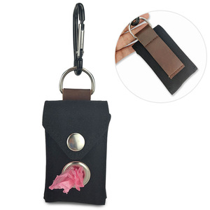 Sacs à déjections canines en toile et cuir de vachette, sacs portables à fixer à la taille pour l'élimination des déchets d'animaux, noir JLD 058 - Product Image 4