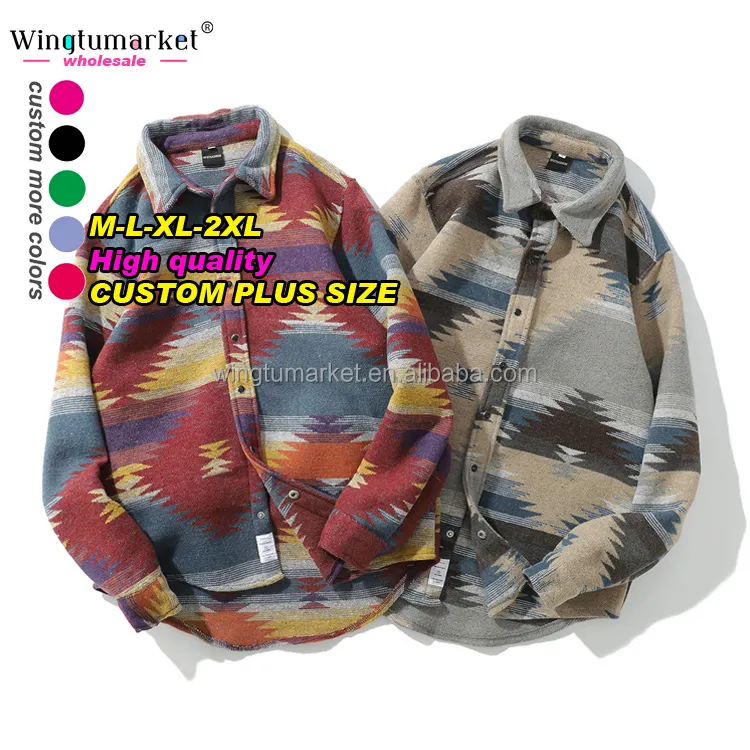 Wholesale custom winter coat oversized aztec western jackets red varsity windbreaker shacket men fleece jacket