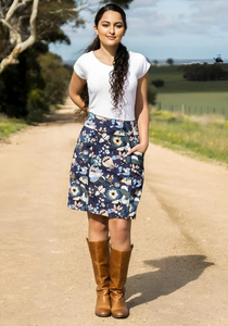 กระโปรงทรงเอลายดอกไม้แฟชั่น ผ้าฝ้าย 100% เนื้อผ้านุ่ม สวมใส่สบาย ระบายอากาศได้ดี ความยาวปานกลาง เอวสูง เหมาะสำหรับใส่ลำลอง - Product Image 2