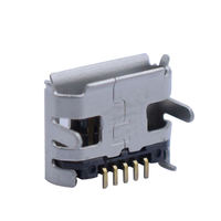 Conector Micro USB Hembra Tipo B de 5 Pines, Receptáculo de Montaje Superficial SMD, Carcasa de Níquel Chapada en Oro, 4 Pestañas de Montaje para Cable de Carga