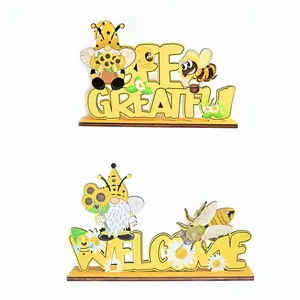 Nuevas llegadas forma de abeja personalizada estilo Pastoral de madera decoración del hogar Festival decoración de escritorio reunir signo