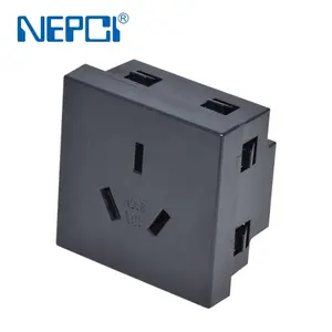 NEPCI Factory 45*45mm 250V 15A AU SAA modul stop kontak dinding daya XJY-QB-36-15A Outlet elektrik Australia