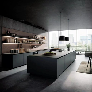 Meubles de cuisine personnalisés en chêne massif, comptoirs en pierre, solutions de rangement multifonctionnelles pour îlots de cuisine pour villas résidentielles - Product Image 2