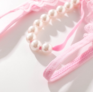 Tanga de Encaje con Perlas para Mujer, Ropa Interior Sexy, Tanga con Encaje <span class=keywords><strong>en</strong></span> la Entrepierna, Lencería Tentadora, Ropa Interior Elegante # 1354 - Product Image 4