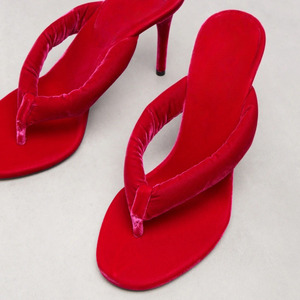 Sandales à bout ouvert grande taille 45 pour femme, talons aiguilles de soirée, chaussures à talons hauts pour pieds larges, escarpins en velours à lanières épaisses - Product Image 6
