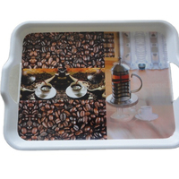 Plateau à poignée rectangulaire Hot Sell Plateau de service en mélamine avec impression personnalisée