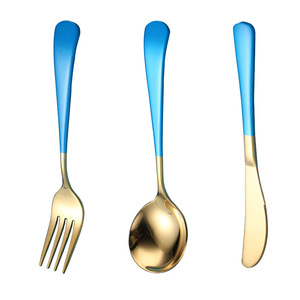 Cuchillo, tenedor y cuchara de acero inoxidable 304, cuchara de postre de cabeza redonda estilo celebridad de internet, cuchillo europeo para carne, tenedor y cuchara de postre. - Product Image 5