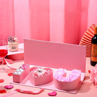 Boîte cadeau en papier personnalisée noire de luxe « Je t'aime » pour la Saint-Valentin, emballage rigide en carton, boîte à fleurs « Je t'aime maman » avec ruban