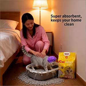 Litière pour chat absorbante et biodégradable DongnaiPETS, 8 kg, contrôle des odeurs, 99 % sans poussière, agglomération rapide, gris et blanc - Product Image 1