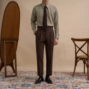 <span class=keywords><strong>Camisa</strong></span> francesa retro resistente a las arrugas para hombre, <span class=keywords><strong>camisa</strong></span> de color sólido de alta calidad, Top informal, <span class=keywords><strong>traje</strong></span> <span class=keywords><strong>italiano</strong></span>, forro de <span class=keywords><strong>camisa</strong></span> de negocios - Product Image 2