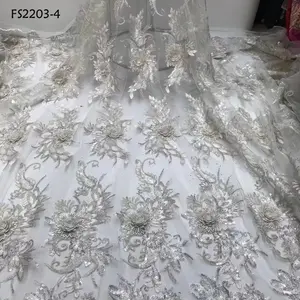 Wedding dress lady white applique flower embroidery net lace sequins 3d lace flowers