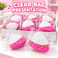 Jouet à presser Dragon Fruit en gros, jouet fantaisie inspiré du fruit rose et blanc avec emballage en sac transparent