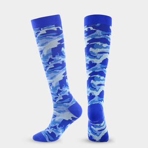 Chaussettes de compression pour sports de plein air, camouflage bleu, mi-mollet, soutien par compression pour la course et la randonnée - Product Image 2