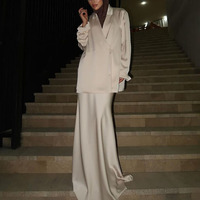 Ensemble jupe et blazer élégant en satin d'acétate, 2 pièces, tenue de soirée modeste, robe de soirée de luxe pour femmes musulmanes