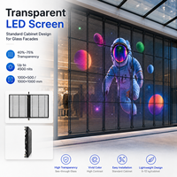 Cam ekran için özel 3D şeffaf duvar LED şeffaf reklam ekranı kapalı şeffaf LED ekran açtı