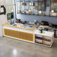 Ensemble d'équipement commercial en acier inoxydable pour bar à bubble tea, design moderne, comptoir mural pour salon de thé, table de café