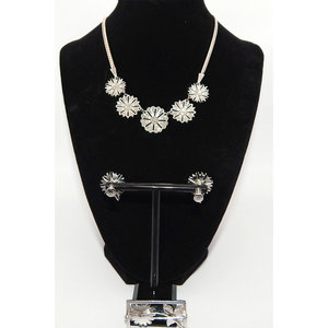 Tour de cou vintage en argent sterling 925 et marcassite avec boucles d'oreilles et épingle. - Product Image 2