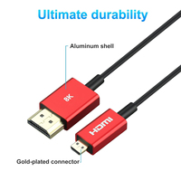 Cable Micro HDMI a HDMI Xput Ultra Delgado y Corto de 1M 3.3FT 2.5mm, 48Gbps 8K60Hz 4K120Hz HDR Dinámico EARC para Cámara y PC