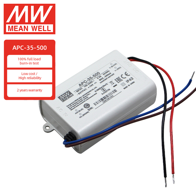 Meanwell APC-35-500 CC Mini Led Driver 35W 500mA 25~70VDC IP42 Economic Switching Power Supply for Led Lighting