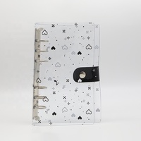 Juego de Planificador de cuaderno con clip de plástico a la moda, tarjeteros, anillo, diario de hojas sueltas, cierre de botón, carpeta escolar reinstalable