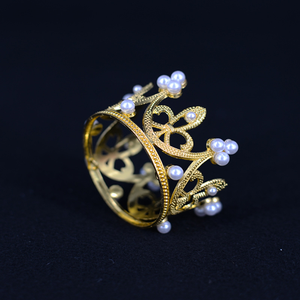 Couronne miniature en métal moulé sous pression, unisexe, pour décoration de gâteau d'anniversaire ou de mariage, diadème de princesse avec perles, ornement capillaire pour enfants, pour la pâtisserie DIY - Product Image 1