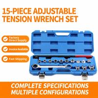 Kit d'outils de démontage et d'ajustement de courroie 15 pièces avec clé, pour tendeurs de courroie réglables à surface chromée