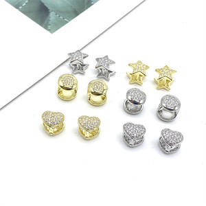 Stud Earrings Heart And Star Shape Micro Pave Zirconia Copper Ear <b>Clips</b> For Party Fashion Jewelry - Product Image 1
