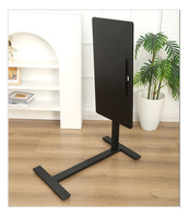 Bureau debout pliable simple à hauteur réglable avec vérin pneumatique, cadre métallique, roulettes lisses, table d'appoint mobile pour ordinateur portable à domicile