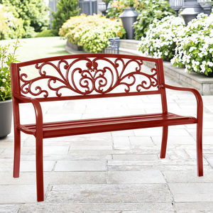 Banc de jardin en métal rouge sur mesure pour l'extérieur, mobilier d'extérieur pour patio, parc, salle à manger, hôpital, sélection privilégiée Trade Assurance - Product Image 4
