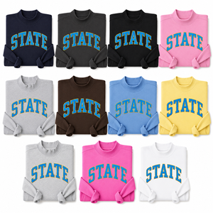 Sweat-shirt à col rond en chenille brodé sur mesure, style universitaire, avec design de lettres en relief pour les vêtements d'équipe universitaire - Product Image 1