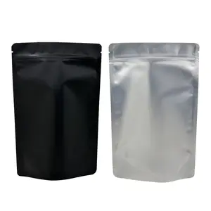 Negro 1lb puro negro translúcido papel de aluminio esmerilado yin y yang ziplock bolsa engrosada bolsa de pie